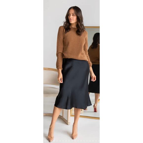 Ravella Ribbed Brown Camilla Luxe Cashmere Sweater - Picture 3 of 12